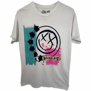 Blink-182 Smiley Arrows Mens M White Punk Rock Graphic Tee